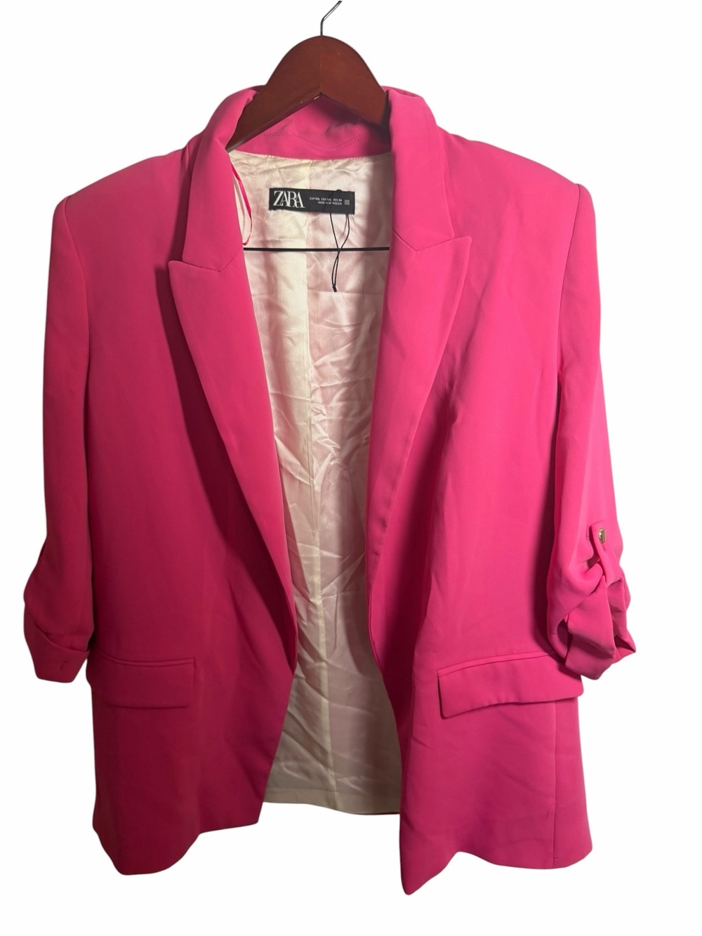 Zara Bright Pink Tailored Blazer Jacket - Picture 2 of 7